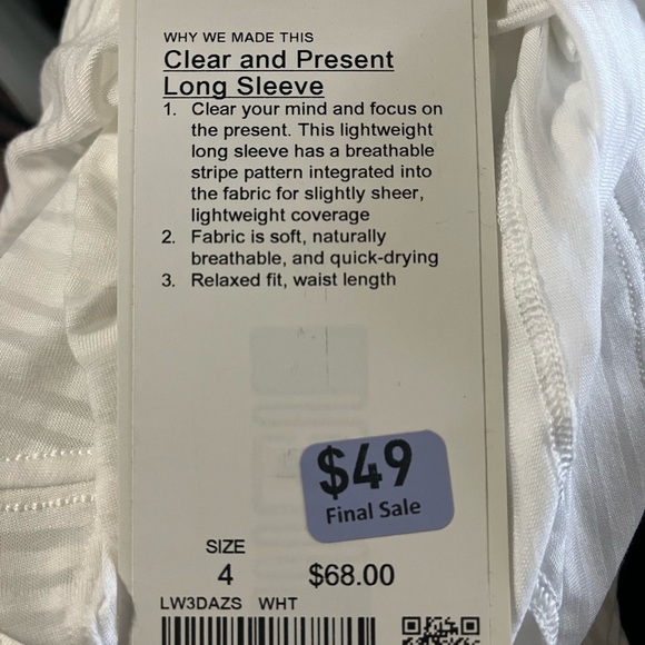 Lululemon Clear and Present Long Sleeve - Picture 3 of 3